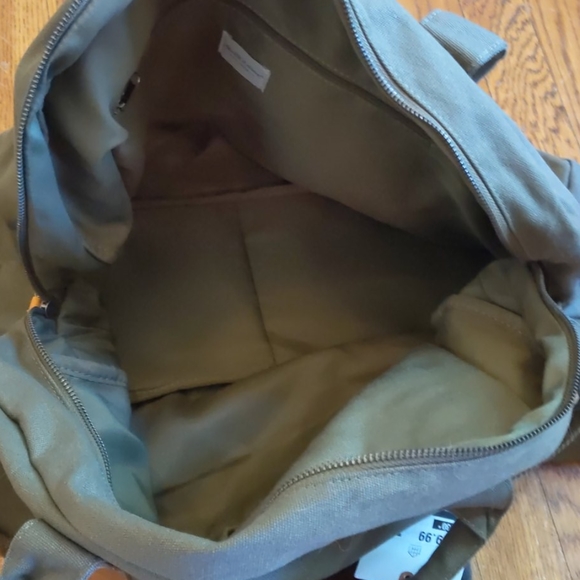 Hearth & Hand Weekend Bag Canvas & Leather Green - Picture 5 of 6